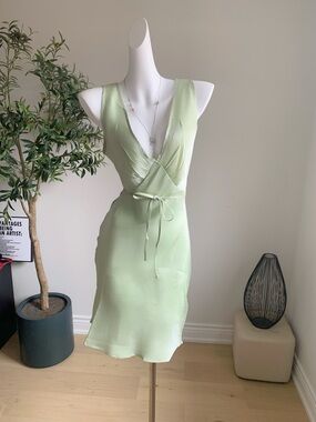Peppermayo Green Shimmer Dress Size US 8 Satin Tie Waist